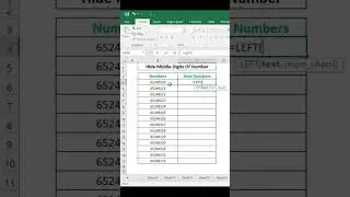Hide middle digit of number in excel #exceltutorial #excelshorts #excelvideo #exceltips #formula