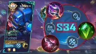 CYCLOPS GAMEPLAY IN NEW SEASON 34 !! CYCLOPS BEST BUILD & EMBLEM TO RANKUP FASTER !! ( Must Try )