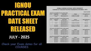 IGNOU Practical Exam Dec 2025 Date Sheet | IGNOU December 2025 Practical | IGNOU Practical Exam Date