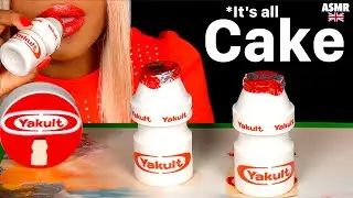 ASMR Eating Realistic CAKE Yakult Bottle & Chocolate Yakult Bottle,Eating Sounds, Mukbang 먹방