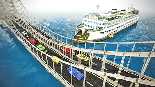 Giant Ferry vs Low Bridge Crashes | Teardown