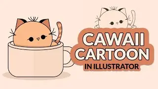 How to Draw a Kawaii Cat Cartoon in Illustrator | Cute & Easy Tutorial #video #cat #cartoon