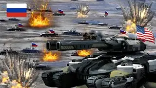 Great Tragedy! Russian Artillery Column Destroyed by Advanced American Tanks