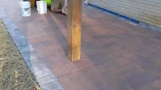 Nicolock Golden Brown, Stone Ridge XL patio hardscape in Spring Grove - Ryan's Landscaping