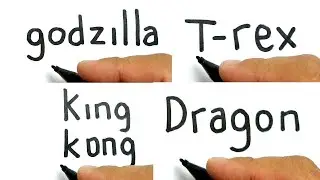compilation BIG MONSTER  , how to turn words GODZILLA , T-REX , KING KONG , DRAGON into cartoon