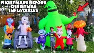 Our New NIGHTMARE Before Christmas Halloween Inflatable Blow Ups Collection Display 2021 Blacklight
