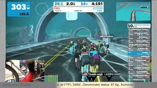 Live Zwift Racing - Rumble in the jungle, complete with data dropout