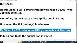 Host or Publish a VB.NET | ASP.NET web application in IIS | 2022 | learn easy