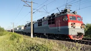 Медленный ВЛ80С-1218 с контейнерами и встречный ЭД9Э-0040