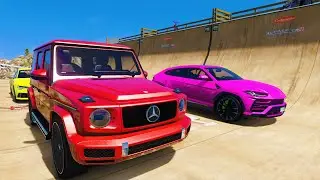 GTA V SPIDERMAN, Pink, Red Epic Mega Parkour Challenge \ New Cars, Motorcycle