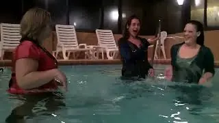 Kensley, Summer and Samara play in the pool