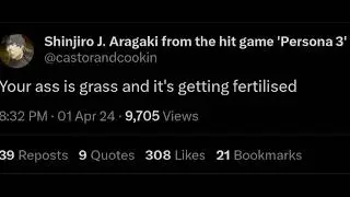 Shinjiro says a wrong thing on Twitter (Persona 3 Dubbed)