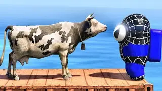 GTA 5 Crazy Ragdolls Red Cow VS Among Us (GTA 5 Euphoria Physics Funny Moments & Fails)
