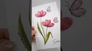 Stamp with rolls 🌷 using metallic watercolour paints from @skrimwatercolors #painting #watercolor