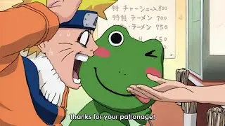 ナルトは自来也の修行を受け、九尾のチャクラを利用してガマブンタを召喚した。Naruto summons Gamabunta