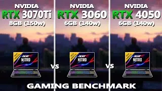 Laptop RTX 4050 vs 3060 vs 3070Ti Gaming Benchmark | 2023 Acer Nitro 5 Gaming Test | 