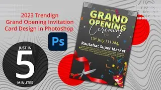 Professional Grand opening Invitation Card design . | Adobe photoshop + Adobe Illustrator tutorial