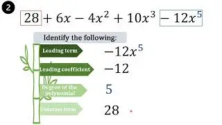 Leading Term, Leading Coefficient, Degree and Constant Term of a Polynomial in One Variable