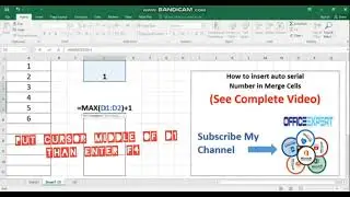 How to insert Auto serial number in merged cells