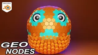 Abstract Hexagonal Sphere in Blender Geometry Nodes - Tutorial Preview