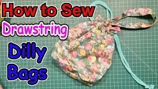 How to sew a drawstring dilly bag. Beginner sewing, learn to sew a bag