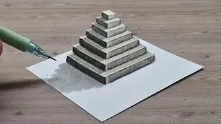 3d drawing easy stairs pyramid illusion on paper