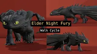 Elder Night Fury | Walk Cycle 3D Animation