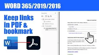 How to convert a Word document to PDF with bookmarks & retain hyperlinks - Word 365/2019/2016