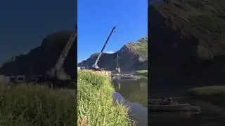 Ловля лосося стреловым краном. Сахалин.