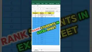 Rank Function In Excel Sheet 💯 #shorts #excel