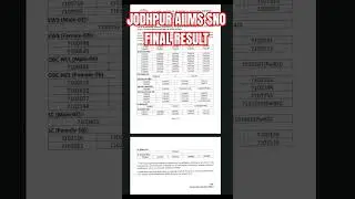 SNO AIIMS JODHPUR FINAL RESULT DECLARED || #SNO #AIIMSjodhpur