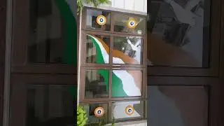 Tricolor painting on glass door