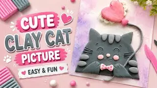 Лепим котика из пластилина, на цветном картоне|открытка из пластилина|лепка|