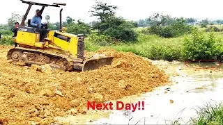 Next Day!! Watch Bulldozer D31P in ACTION! pushes the land to clear the lake - Dozer KH