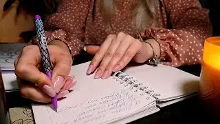 ASMR 📓 Listen while Study ✍🏼 Paper sorting / Fire Crackle / Writing / Unintelligible Whisper