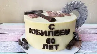 Circular saw and fondant boards. Tool cake for a man.