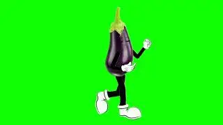 Eggplant running on green screen cartoon characters no copyright