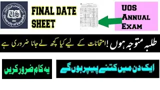 UOS B.A/B.Sc/B.com ANNUAL EXAM 2020 FINAL DATE SHEET