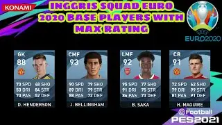 PES 2021 | SQUAD INGGRIS IN EURO 2020 BASE PLAYERS WITH MAX RATING