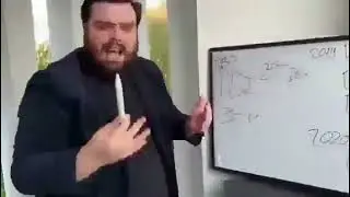 man explaining whiteboard meme but in reverse