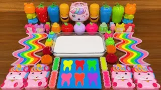 RAINBOW UNICORN!Mixing random into GLOSSY slime!Satisfying  Slime Mixing #424