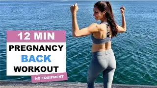 12 MIN PRENATAL BACK TRAINING | Best Exercises for Back Pain Relief during Pregnancy! ALL TRIMESTERS