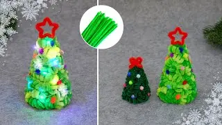 It's so easy to make🎄Curly mini Christmas tree made of chenille wire❄️DIY New Year's decor