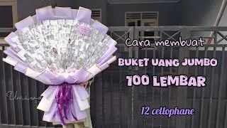 cara membuat buket uang jumbo 100 lembar | DIY human size bouquet