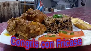 Arroz congris con fricase de cerdo receta cubana