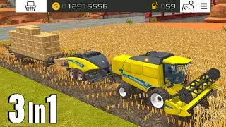 3X Harvesting & Making Bales & Collecting In Fs18 | Fs18 Multiplayer | Timelapse |