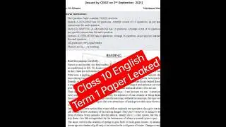Class-10 Term-1 English Paper Leaked CBSE Sample Paper