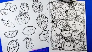 Doodle for Beginners | Cute Vegetable Fruit Drawing | Doodle Art