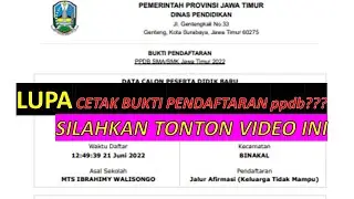 Lupa cetak bukti Pendaftaran PPDB, Tahap 1, 2, 3 ??? Silahkan tonton video berikuti ini.