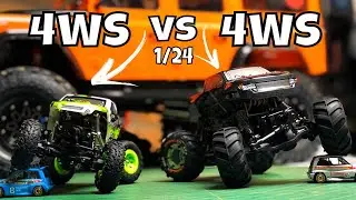 HBX Devastator Vs WLtoys 24438B. 1/24 Four Wheel Steer Micro Crawlers.